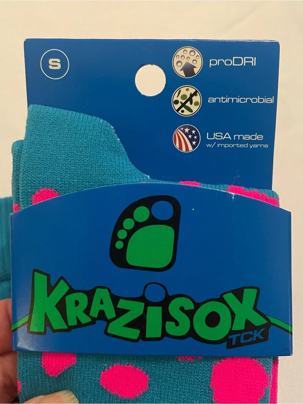 TCK KraziSox Bright Turquoise & Hot Pink Leopard Print Socks, NWT, Youth Sz 12-5
